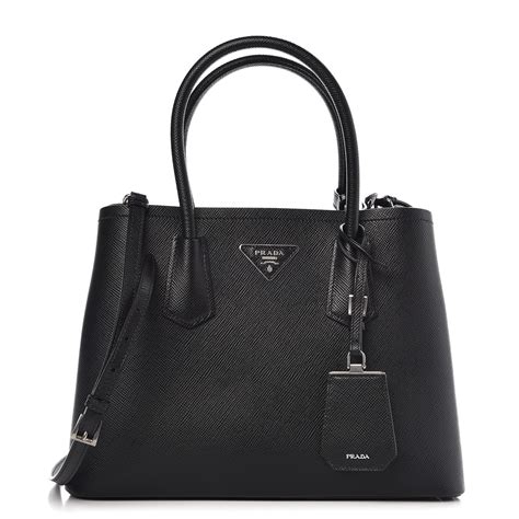 prada cuir double bag black|saffiano leather prada bag.